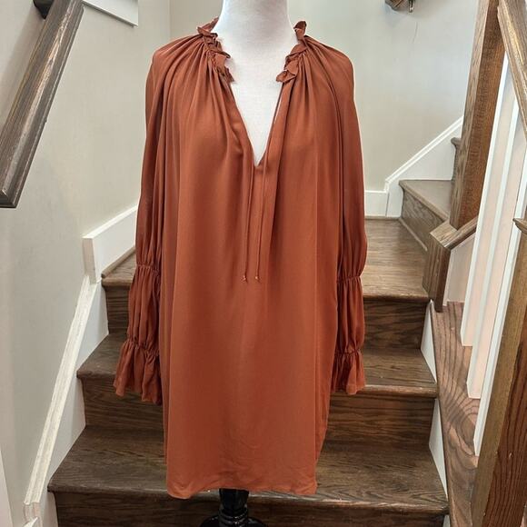 Reformation Adrienne Mini Dress in Cinnamon Brown Size Small - Picture 1 of 9